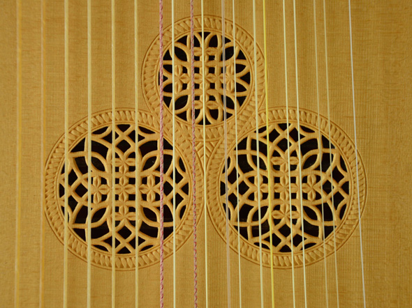 Detail rose pattern for the C45 Magno dieffopruchar Archlute, Multi-rib back - Grant Tomlinson Lutemaker